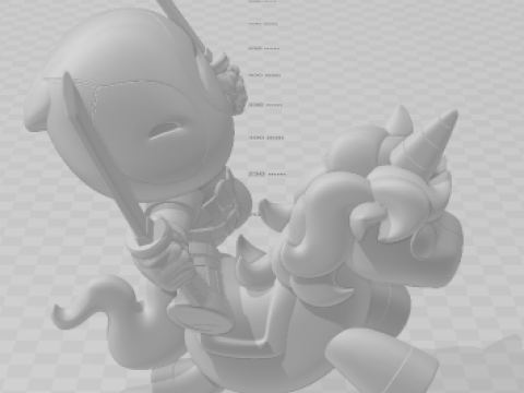 Bonecos 3d style manga anime dpool unicornio caricato Modèles 3D en vedette