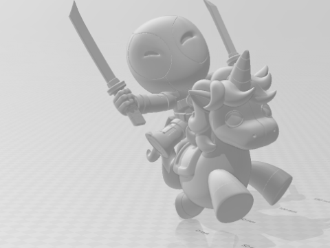 Manga anime gaya 3d Bonecos dpool unicornio caricato Model Cetak 3D