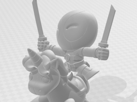 Manga anime gaya 3d Bonecos dpool unicornio caricato Model Cetak 3D