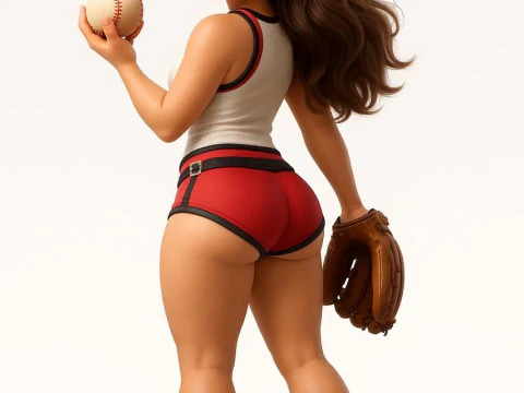Bonecos estilo 3d manga anime mulheres lolli baseball caricato Modelo de Impressão 3D