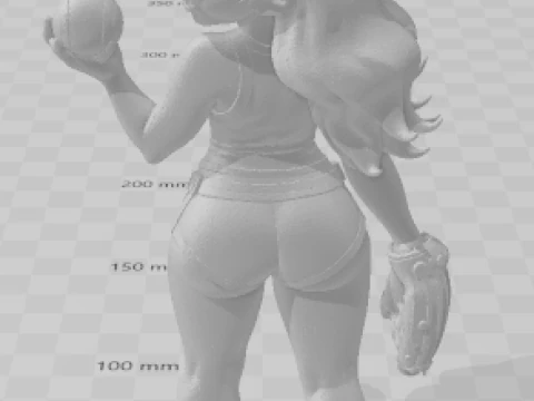 Bonecos 3d style manga anime women lolli baseball caricato 3D Print Model