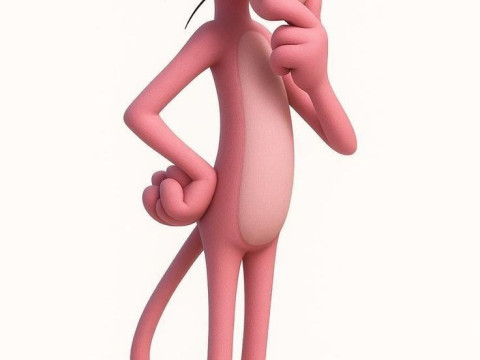 Bonecos estilo 3d mangá anime pantera cor de rosa caricato Modelo de Impressão 3D