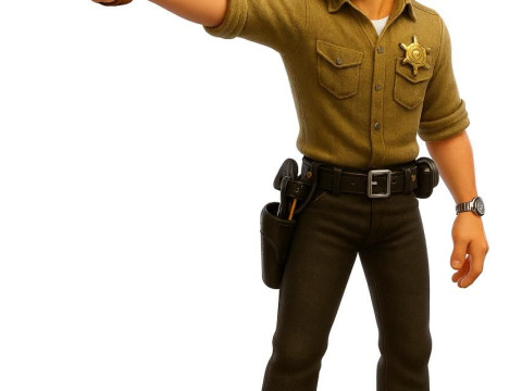 Bonecos 3d стиль манга аніме walkdead xerife caricato 3D Принт Модель