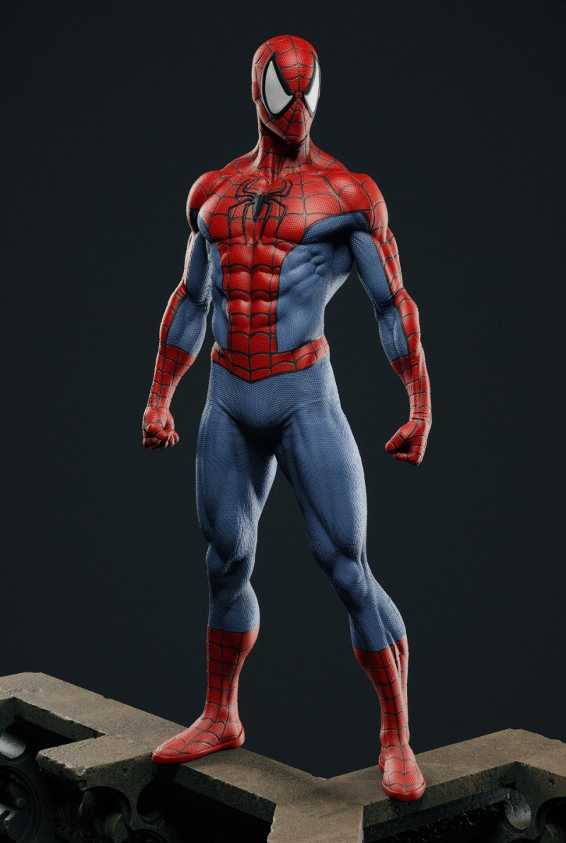 Bonecos 3D 风格漫画动漫蜘蛛侠 caricato 3D 打印模型 .c4d .max .obj .3ds .fbx .stl .blend