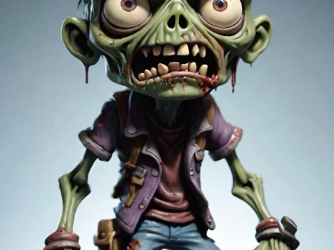 Bonecos 3d style manga anime zombie caricato 3D Print Model