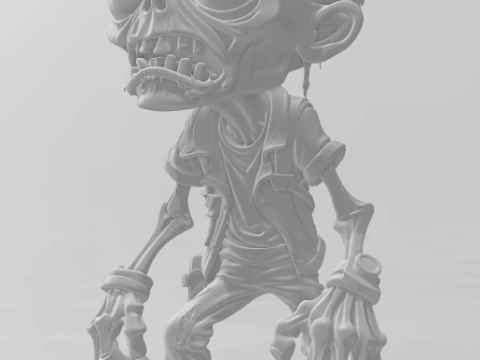 Bonecos 3d style manga anime zombie caricato 3D Print Model