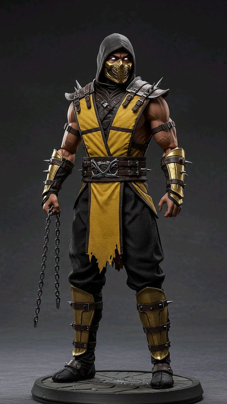 Bonecos 3d style manga anime scorpion mortal kombat caricato 3D Print Model .c4d .max .obj .3ds .fbx .stl .blend 