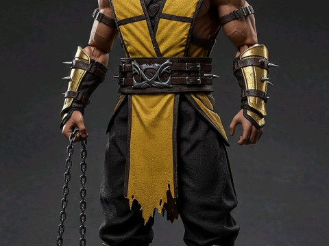 Bonecos 3d style manga anime scorpion mortal kombat caricato 3D Print Model