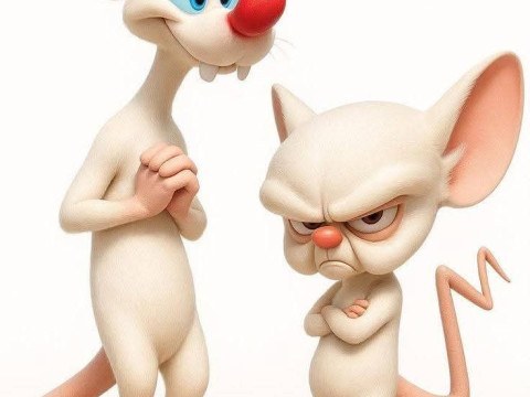 Bonecos 3d style manga anime pink dan cerebro caricato Model Cetak 3D