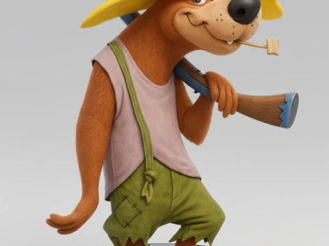 Bonecos 3d style manga anime dog armed caipira caricato 3D Print Model