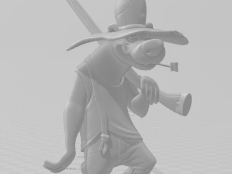 Bonecos 3d style manga anime dog armed caipira caricato 3D Print Model