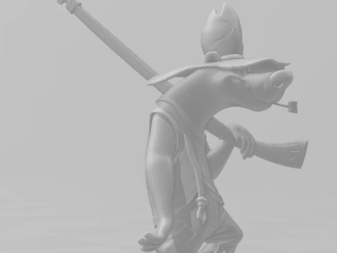 Bonecos 3d style manga anime dog armed caipira caricato 3D Print Model