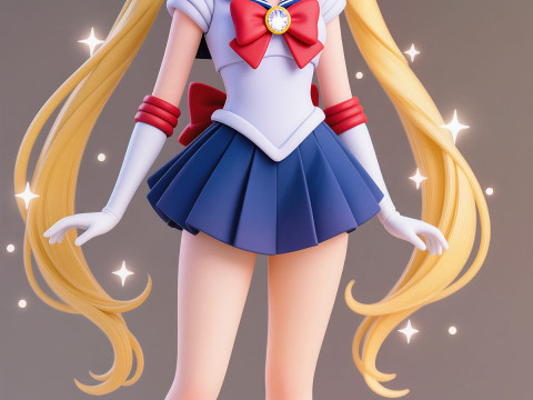Bonecos 3d style manga anime warrior sailor moon caricato 3D Print Model