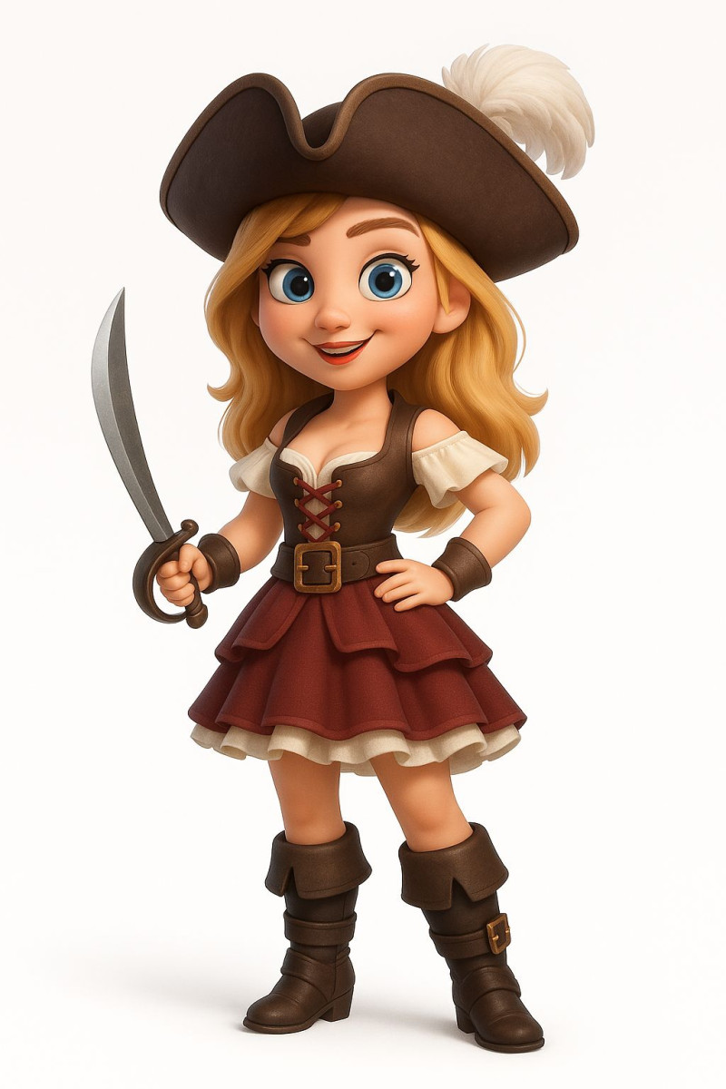 Bonecos 3d style manga anime pirata women caricato 3D Print Model .c4d .max .obj .3ds .fbx .stl .blend 