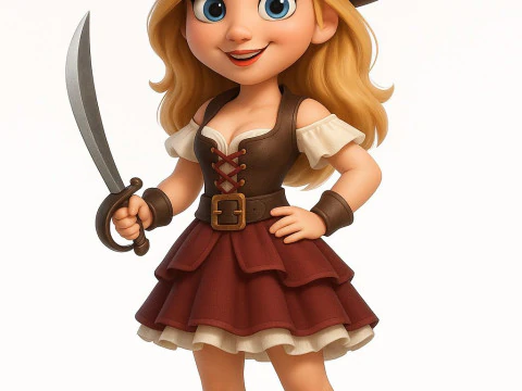 Bonecos 3d style manga anime pirata women caricato 3D Print Model