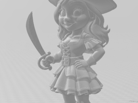 Bonecos 3d style manga anime pirata women caricato 3D Print Model
