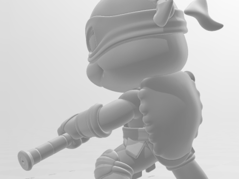 Bonecos 3d style manga anime turtle mutante ninja caricato 3D Print Model