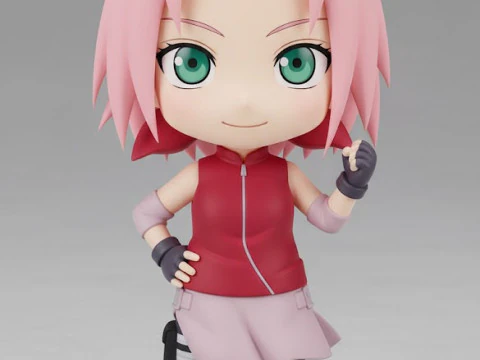 Bonecos manga anime sakura naruto caricato w stylu 3D Model do druku 3D