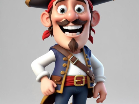 Bonecos estilo 3d mangá anime pirata caricato Modelo de Impressão 3D