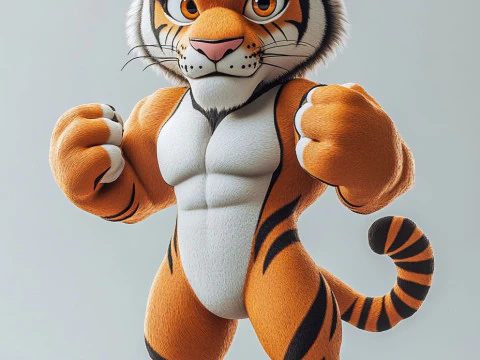 Bonecos 3d style manga anime cheetah warrior caricato 3D Print Model