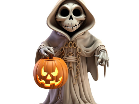 Bonecos estilo 3d mangá anime halloween cavera caricato Modelo de Impressão 3D