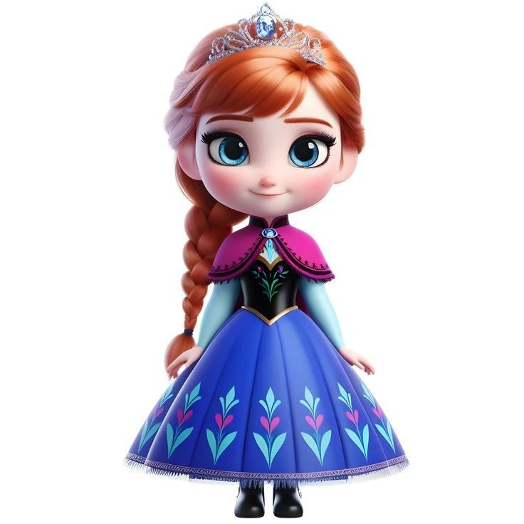 Bonecos 3d style manga anime princess ana frozen caricato 3D Print Model .c4d .max .obj .3ds .fbx .stl .blend