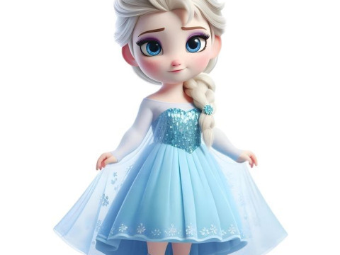 Bonecos estilo 3d mangá anime princesa elsa frozen caricato Modelo de Impressão 3D