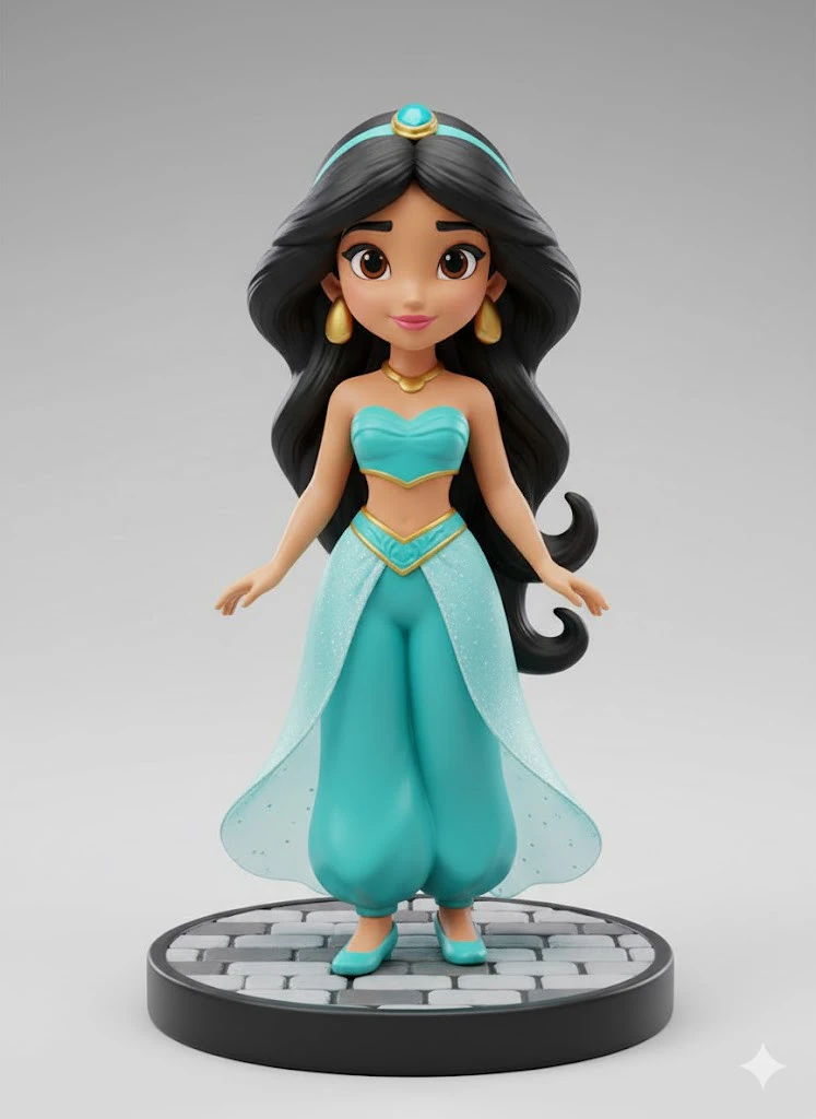 Bonecos 3d style manga anime princess jasmine aladin caricato 3D Print Model .c4d .max .obj .3ds .fbx .stl .blend 