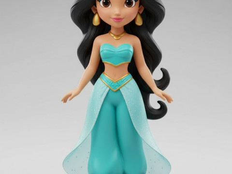 Bonecos gaya 3d manga anime putri jasmine aladdin caricato Model Cetak 3D