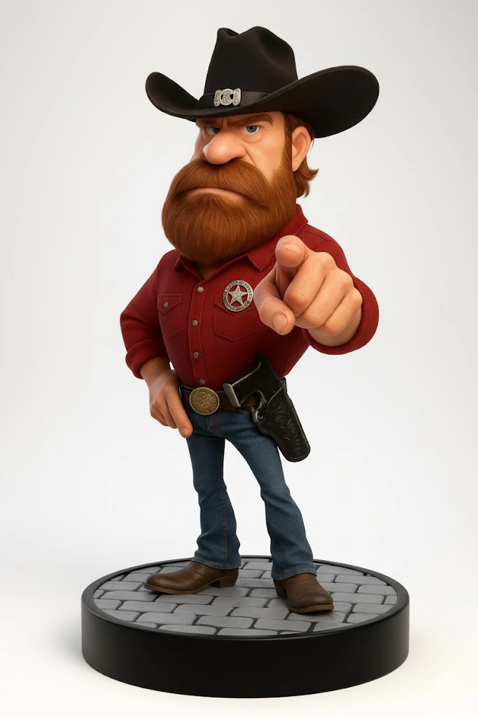 Bonecos 3d style manga anime walker chuck norris caricato 3D Print Model .c4d .max .obj .3ds .fbx .stl .blend 