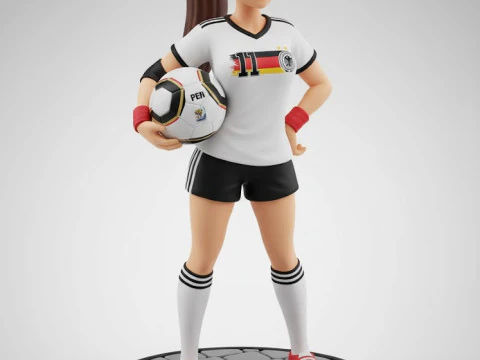 Bonecos 3d style manga anime women lolli player soccer caricato 3D Print Model