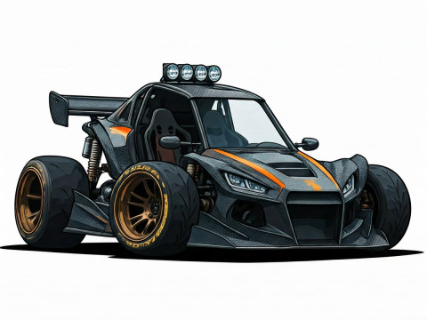 Bonecos 3D-stijl manga anime auto kart krankzinnige caricato 3D printmodel