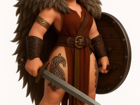 Bonecos 3d style manga anime women lolli viking caricato 3D Print Model