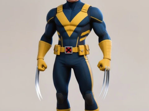 Bonecos 3d style manga anime man style wolverine caricato 3D Print Model
