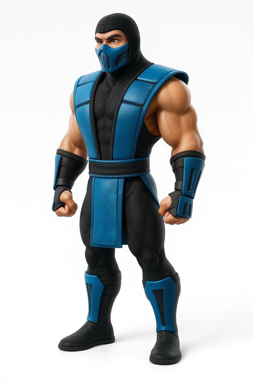 Bonecos 3d style manga anime subzero mortal kombat caricato 3D Print Model .c4d .max .obj .3ds .fbx .stl .blend 