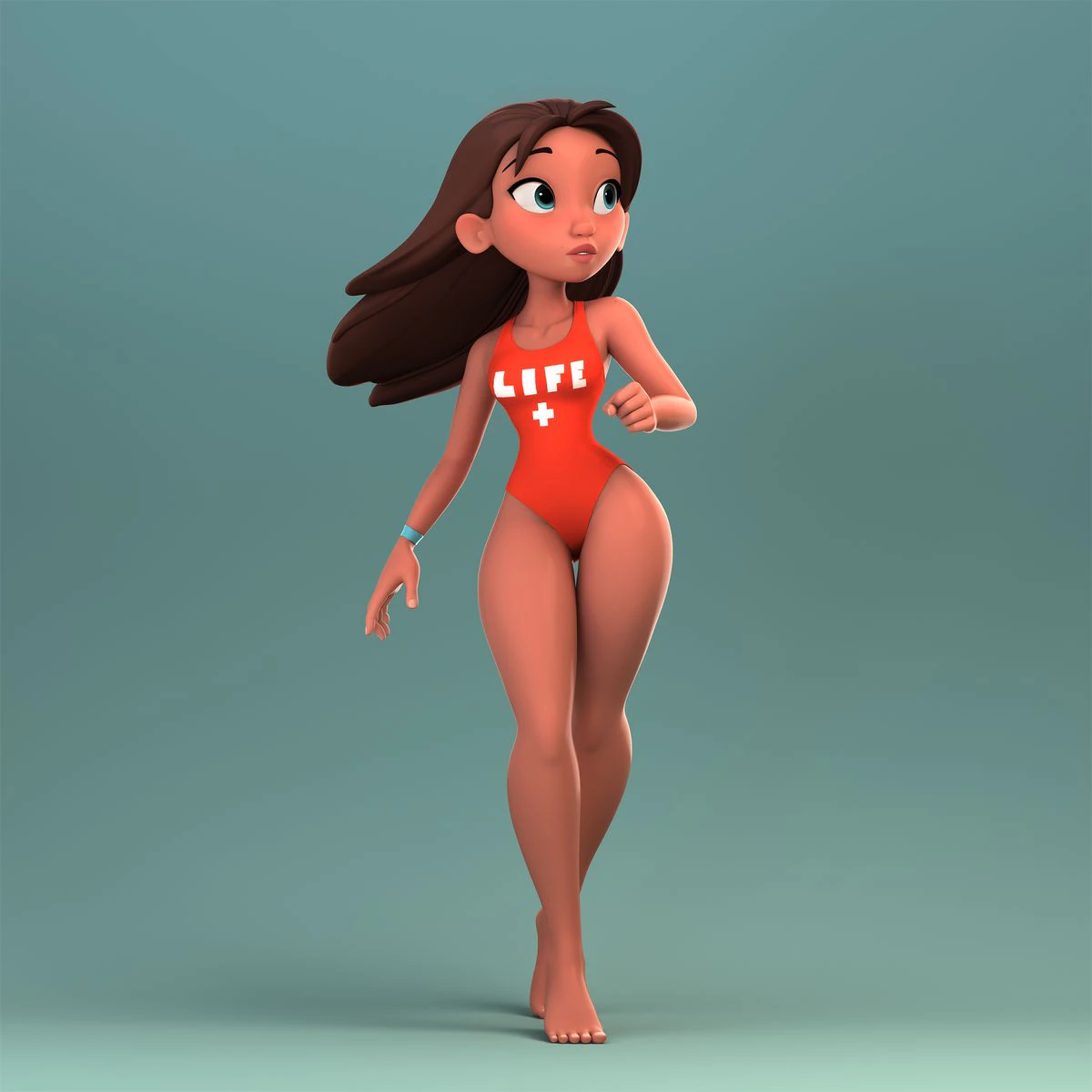 Bonecos 3d style manga anime woman life guard salva vidas caricato 3D Print Model .c4d .max .obj .3ds .fbx .stl .blend 