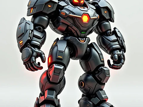 Bonecos 3d style manga anime man warrior android robo caricato 3D Print Model