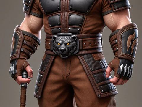 Bonecos estilo 3d manga animewarrior oso guerreiro urso caricato Modelo de impresión 3D