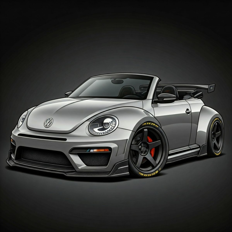 Bonecos 3d стиль манга аниме автомобиль fusca beetle caricato 3D Принт Модель .c4d .max .obj .3ds .fbx .stl .blend