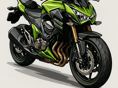 Bonecos 3D-Stil Manga Anime Auto Motorrad Moto Kawasaki Caricato 3D Druckmodell