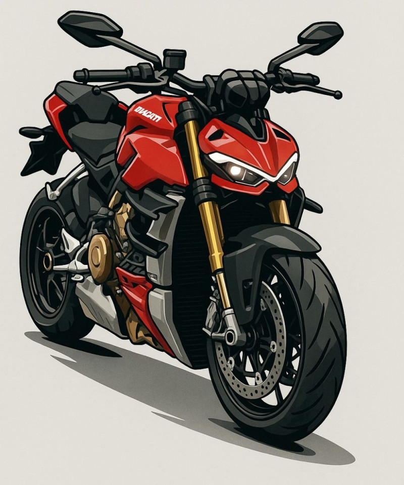 Bonecos gaya 3d manga anime mobil sepeda motor moto ducati streetfighter caricato Model Cetak 3D .c4d .max .obj .3ds .fbx .stl .blend 