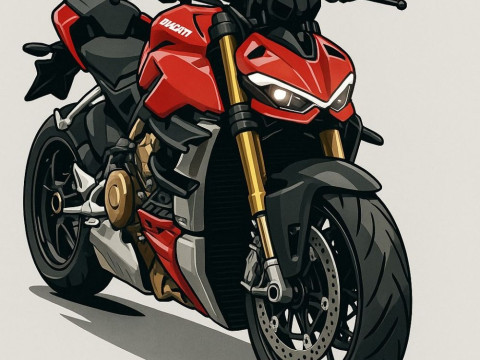 Bonecos estilo 3d mangá anime carro motocicleta moto ducati streetfighter caricato Modelo de Impressão 3D