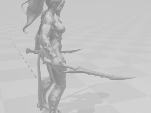 Bonecos 3d style manga anime women warrior caricato 3D Print Model