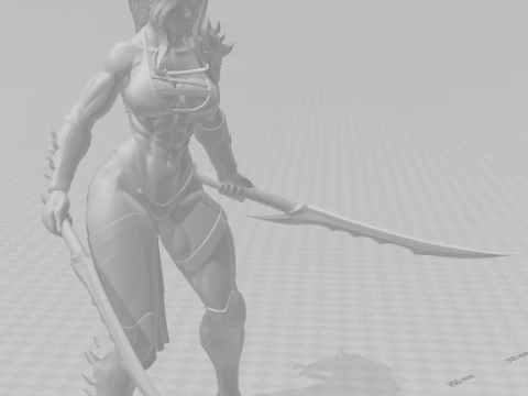 Bonecos 3d style manga anime women warrior caricato 3D Print Model