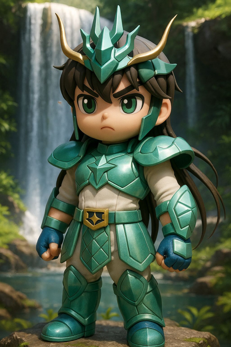Bonecos estilo 3d manga anime saint seiya dragón shiryu guerrero caricato Modelo de impresión 3D .c4d .max .obj .3ds .fbx .stl .blend 