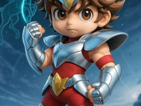 Bonecos estilo 3d mangá anime saint seiya pegasus guerreiro caricato Modelo de Impressão 3D