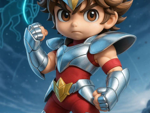 Bonecos 3d style manga anime saint seiya pegasus warrior caricato 3D Print Model