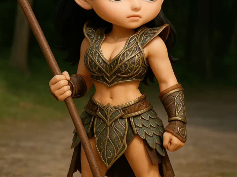 Bonecos style 3d manga anime femmes guerrière caricato Modèles 3D en vedette