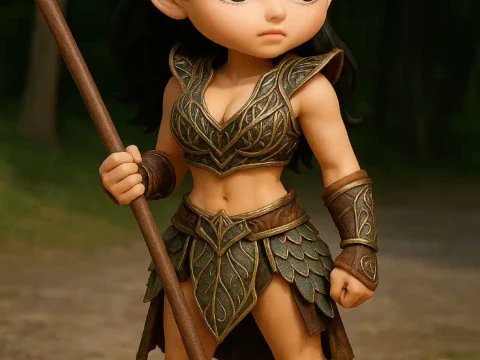 Bonecos 3d style manga anime women warrior caricato 3D Print Model