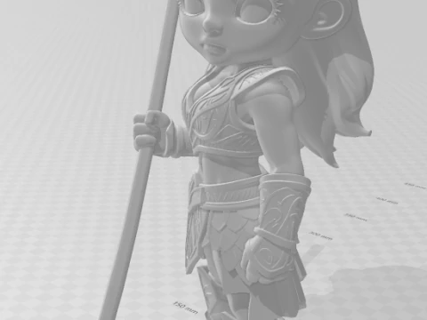 Bonecos 3d style manga anime women warrior caricato 3D Print Model